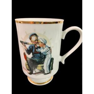 1981 Norman Rockwell Porcelain Pedestal Mug "Ship Ahoy" The Danbury Mint